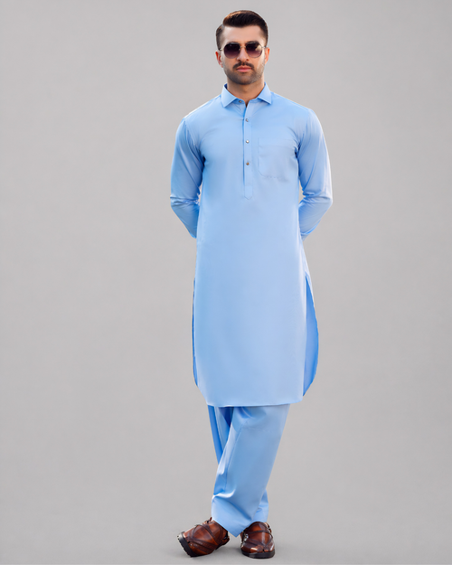 Dawn Blue Kameez Shalwar