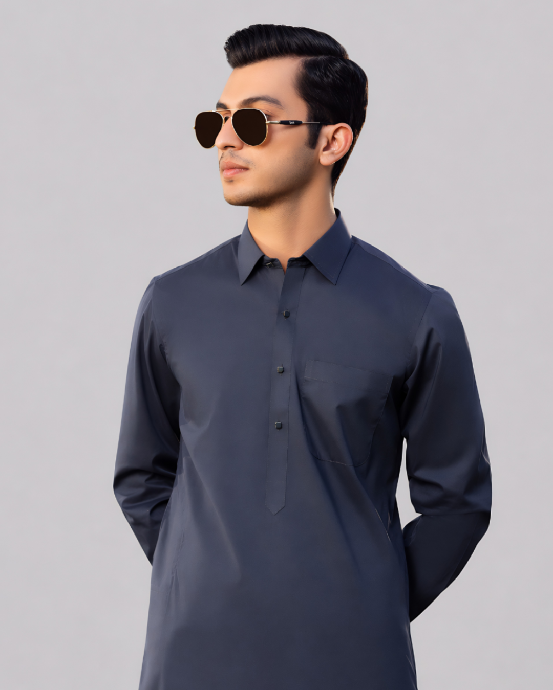 Charcoal Grey Kameez Shalwar