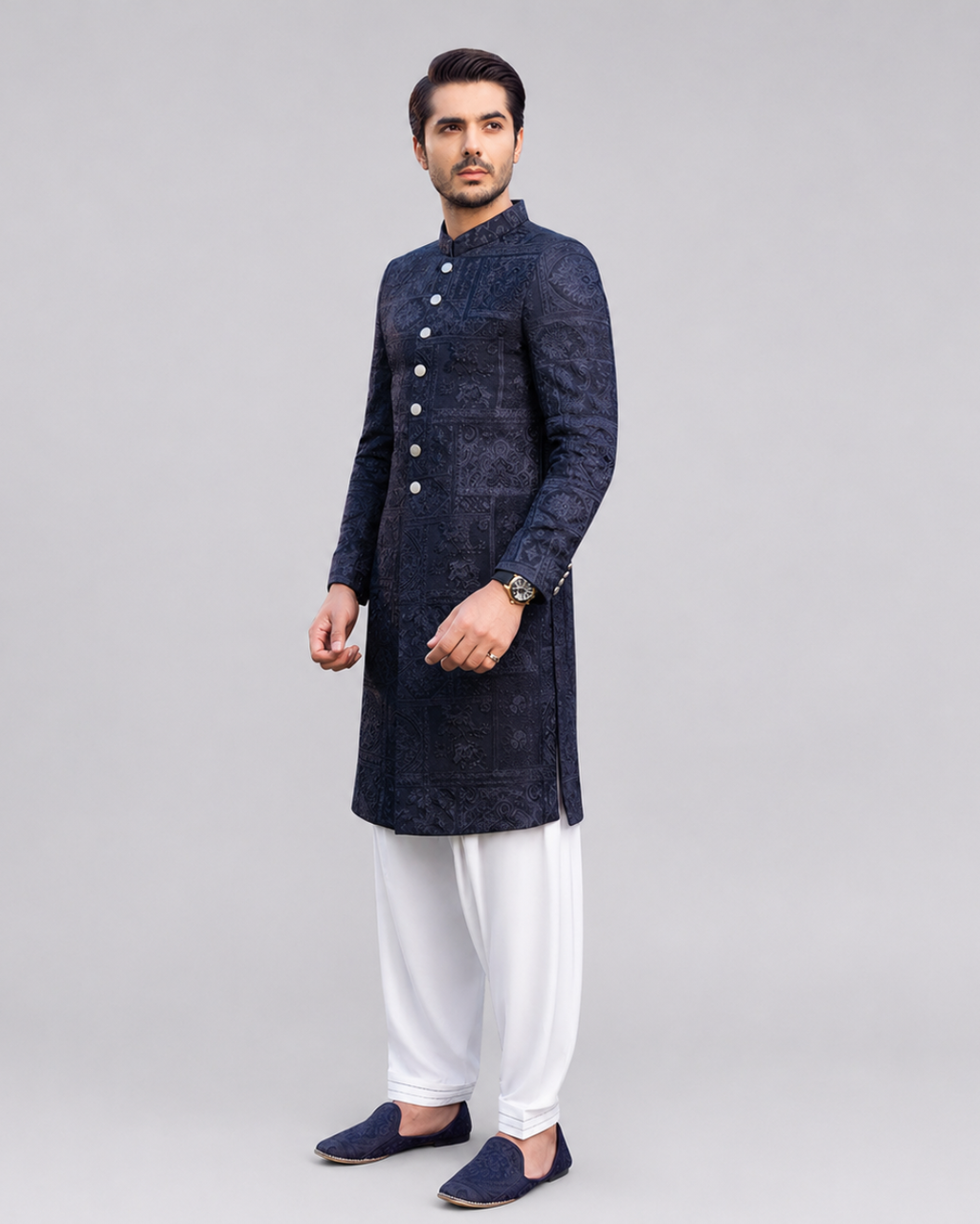 Shah Jahan Blue Sherwani