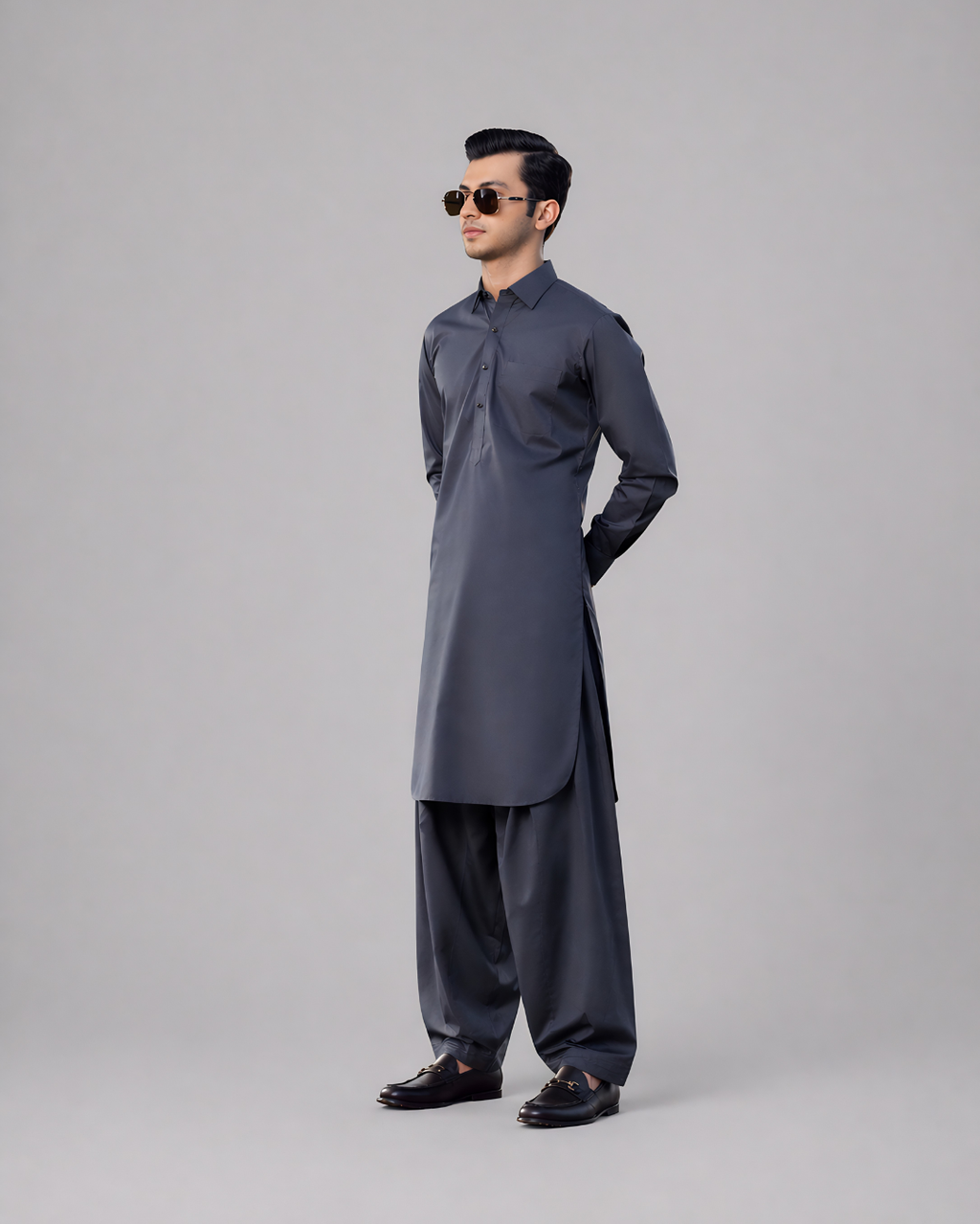Charcoal Grey Kameez Shalwar