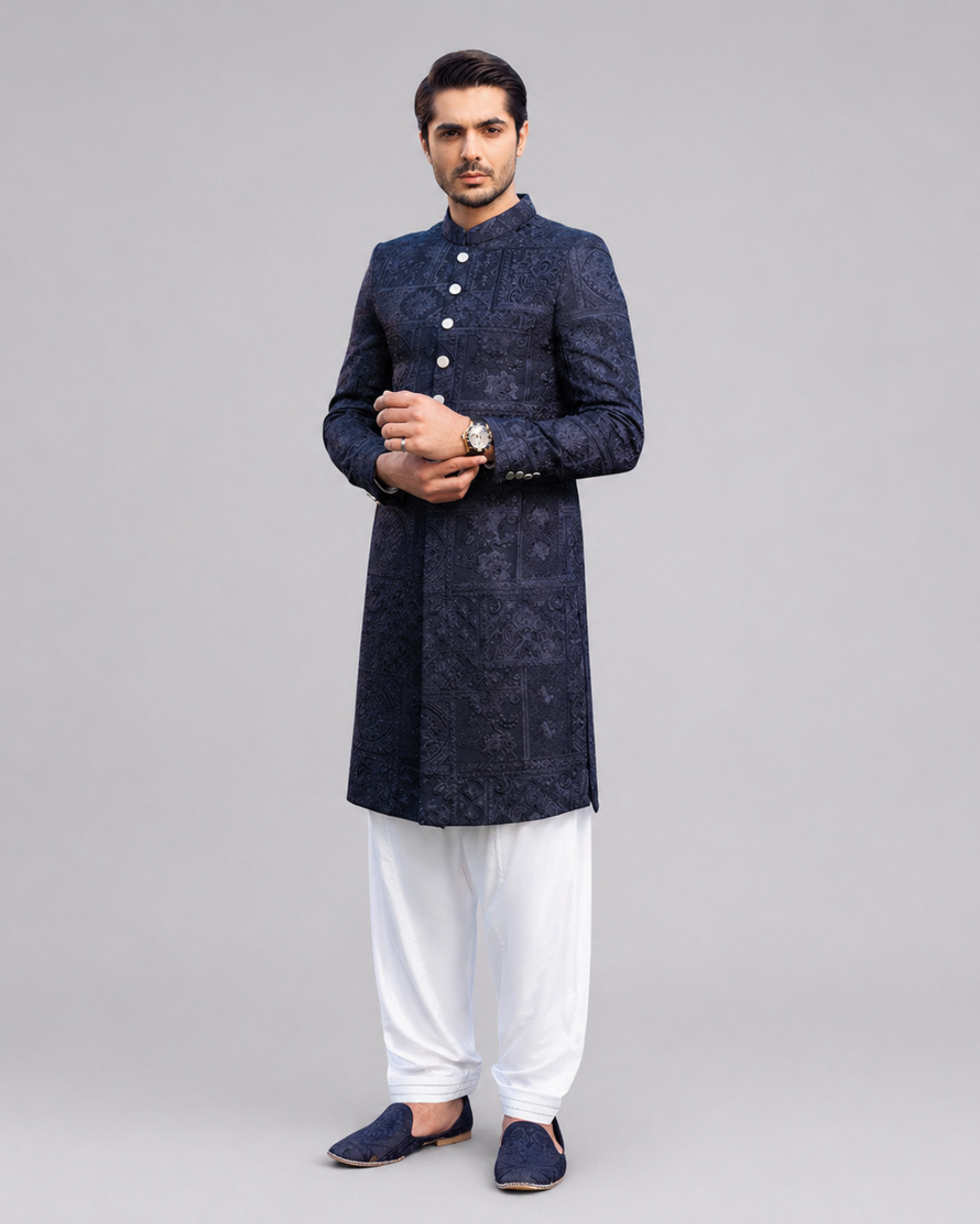 Shah Jahan Blue Sherwani