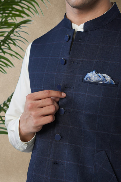 Dark Navy Tropical Wool waistcoat