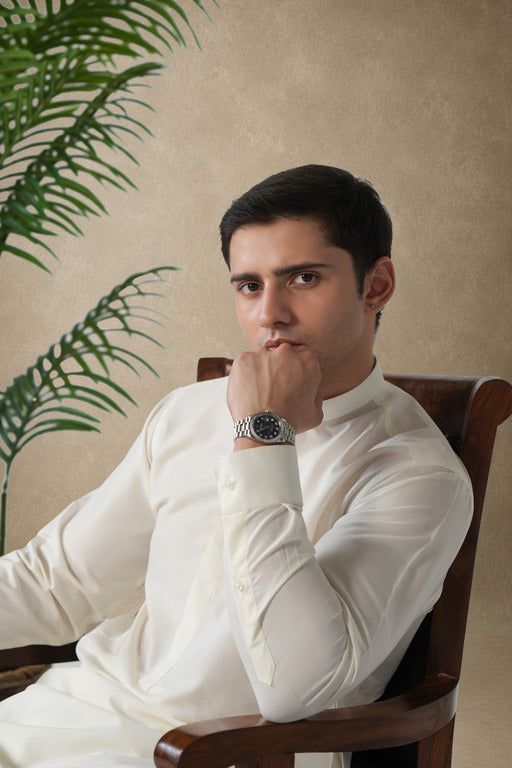 Pearl White All season Shalwar Kameez